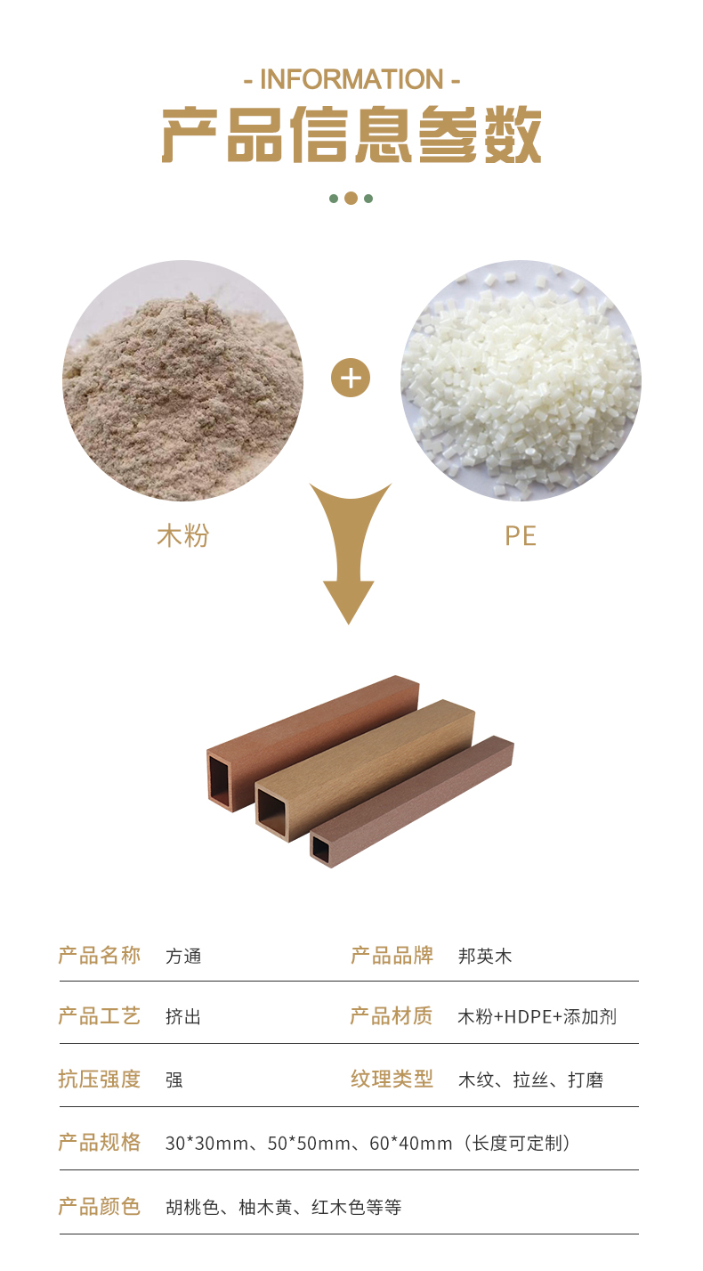 木质感木塑方管 抗划痕PE木塑方通 格栅天花隔断吊顶装饰材料 - 木塑方通 - 3